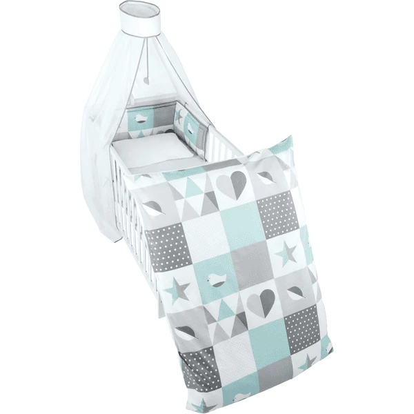 Roba Beddengoed Set 4-delig 100 X 135cm Happy Patch Mint 4 Roba Beddengoed Set 4-delig 100 X 135cm Happy Patch Mint - Afbeelding 2