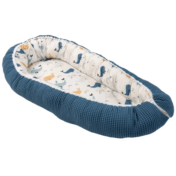 Ullenboom Knuffel Nest Wafel Piqué Blauwe Walvissen 55 X 95 Cm 7 Ullenboom Knuffel Nest Wafel Piqué Blauwe Walvissen 55 X 95 Cm - Afbeelding 5